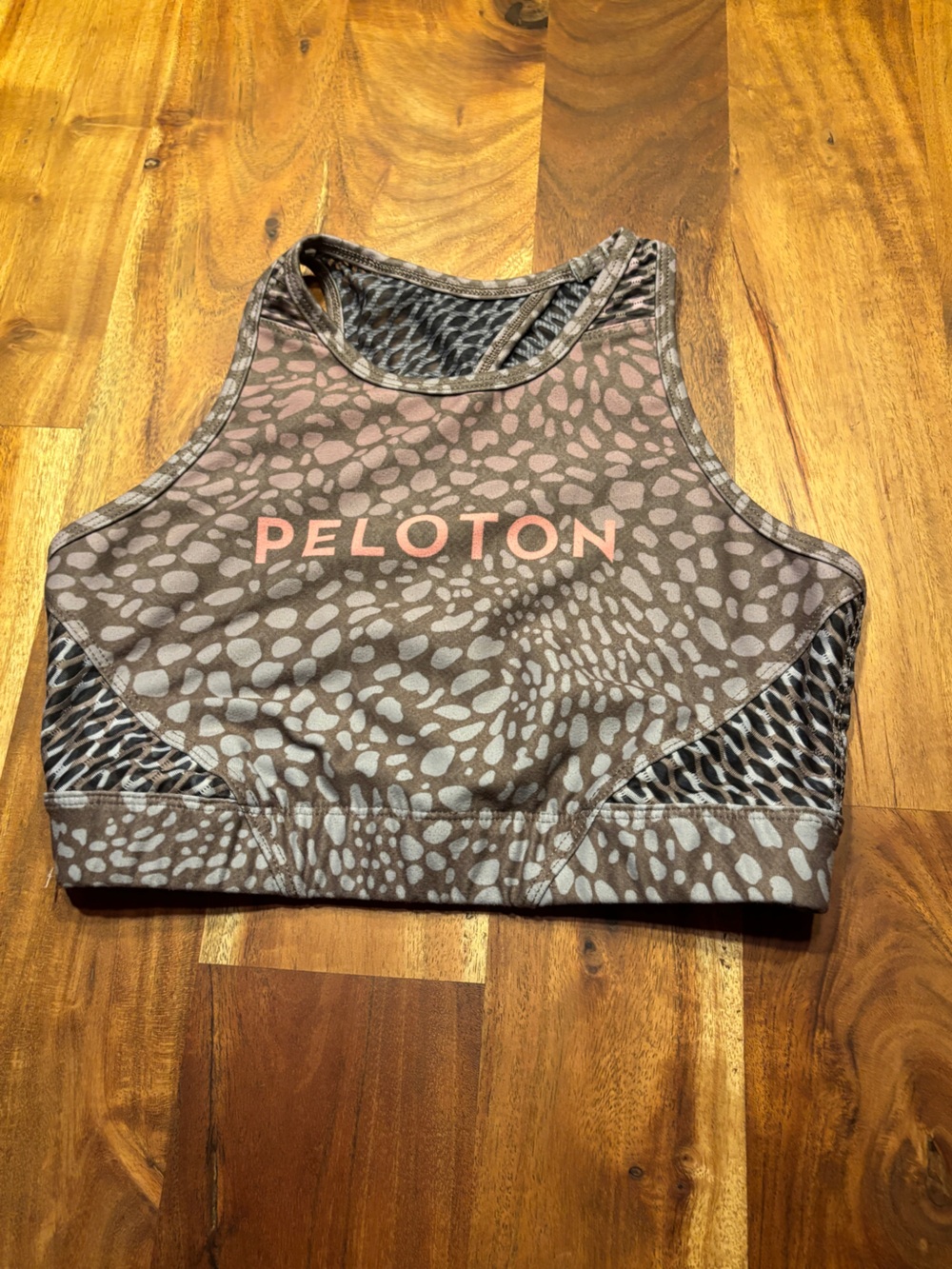 Peloton Taupe Pink Print Sports Bra - Size S